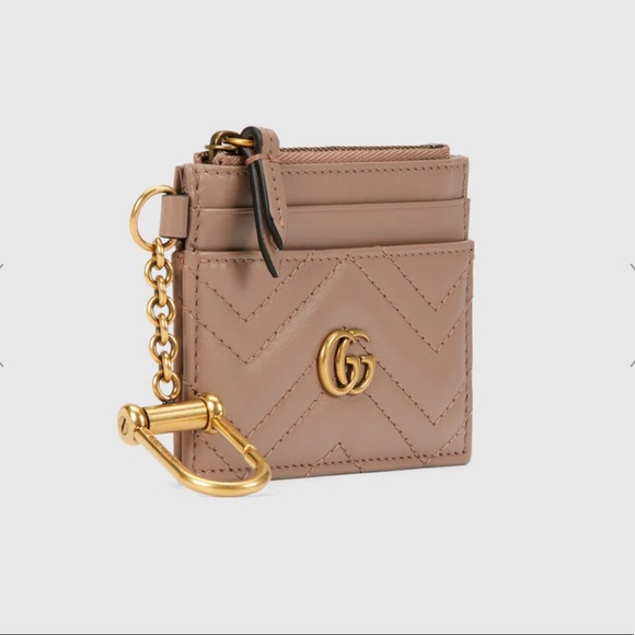 Gucci GG Marmont Keychain Wallet Dusty Pink Leather - Picture 2 of 12